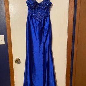 Elegant Blue Beaded Gown